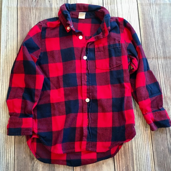 Baby Gap Navy and Red Plaid Flannel Button Down Shirt - Picture 1 of 3